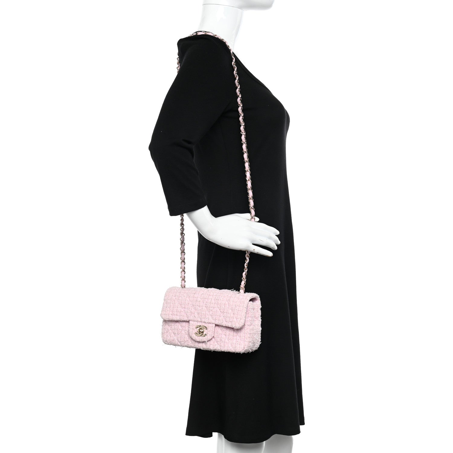 Chanel Tweed Quilted Mini Rectangular Flap Pink 2 of 10