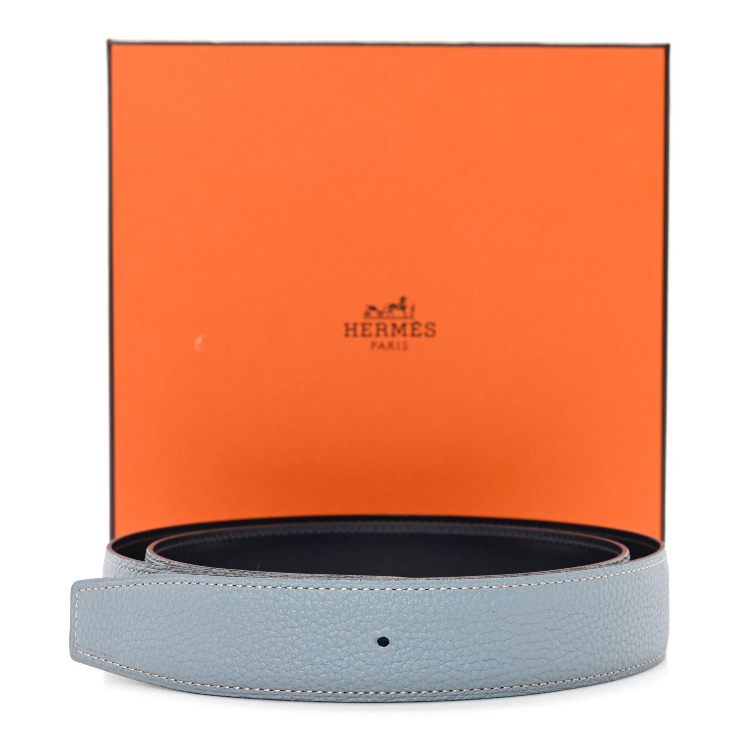 Hermes Box Togo 32mm Belt Strap 90 36 Marine Bleu Ciel 5 of 5