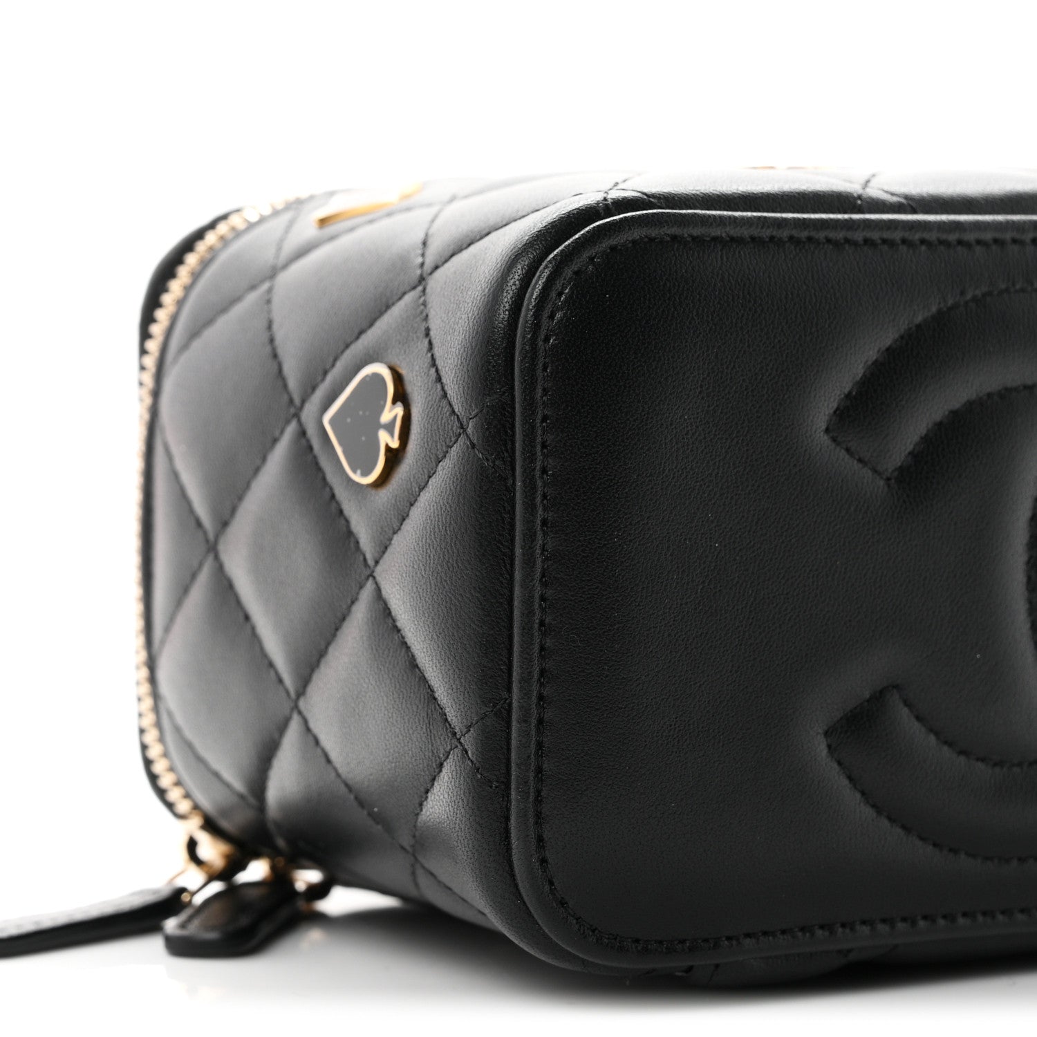 Chanel Lambskin Quilted Enamel Coco Casino Small Vanity Case With Chain Black 9 of 10