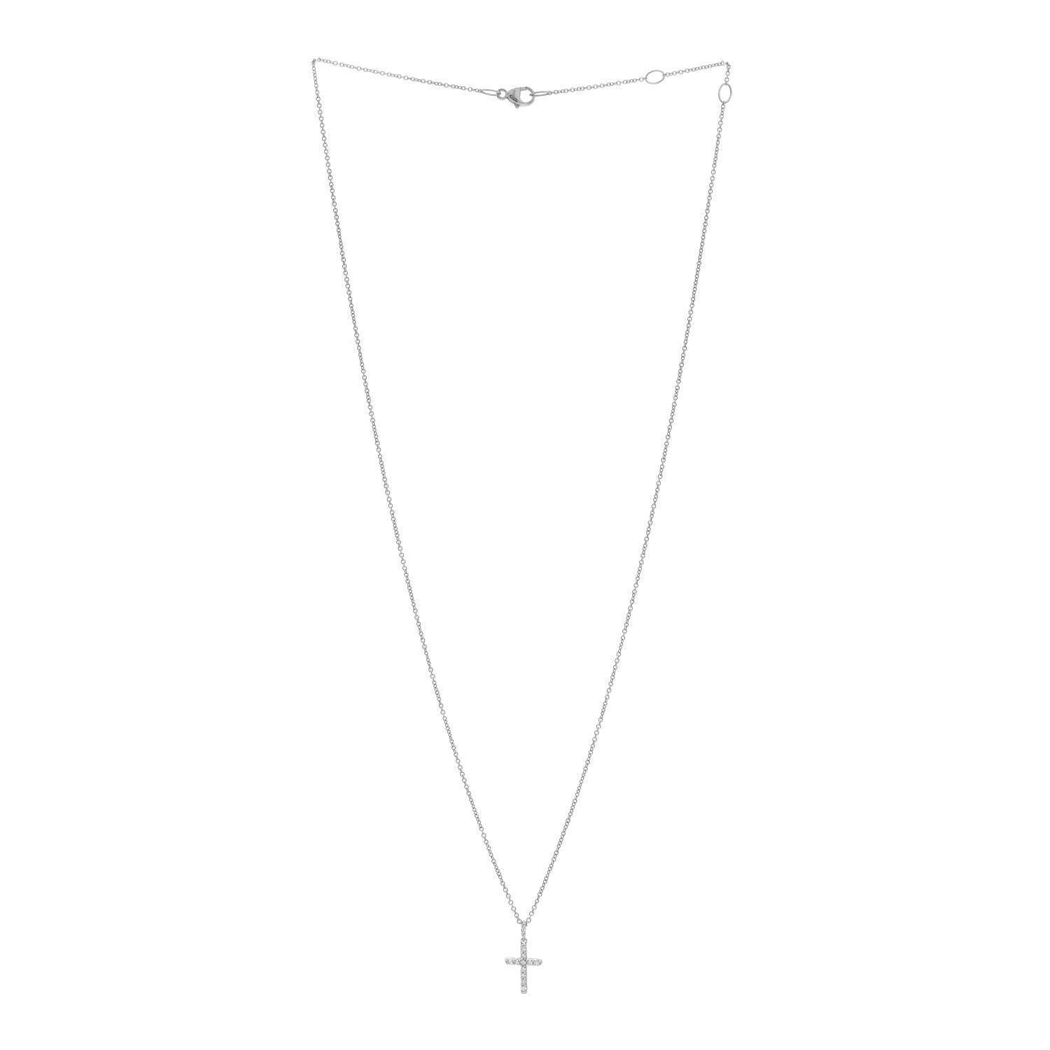 David Yurman 18K White Gold Diamond Cable Collectibles Cross Necklace 3 of 6