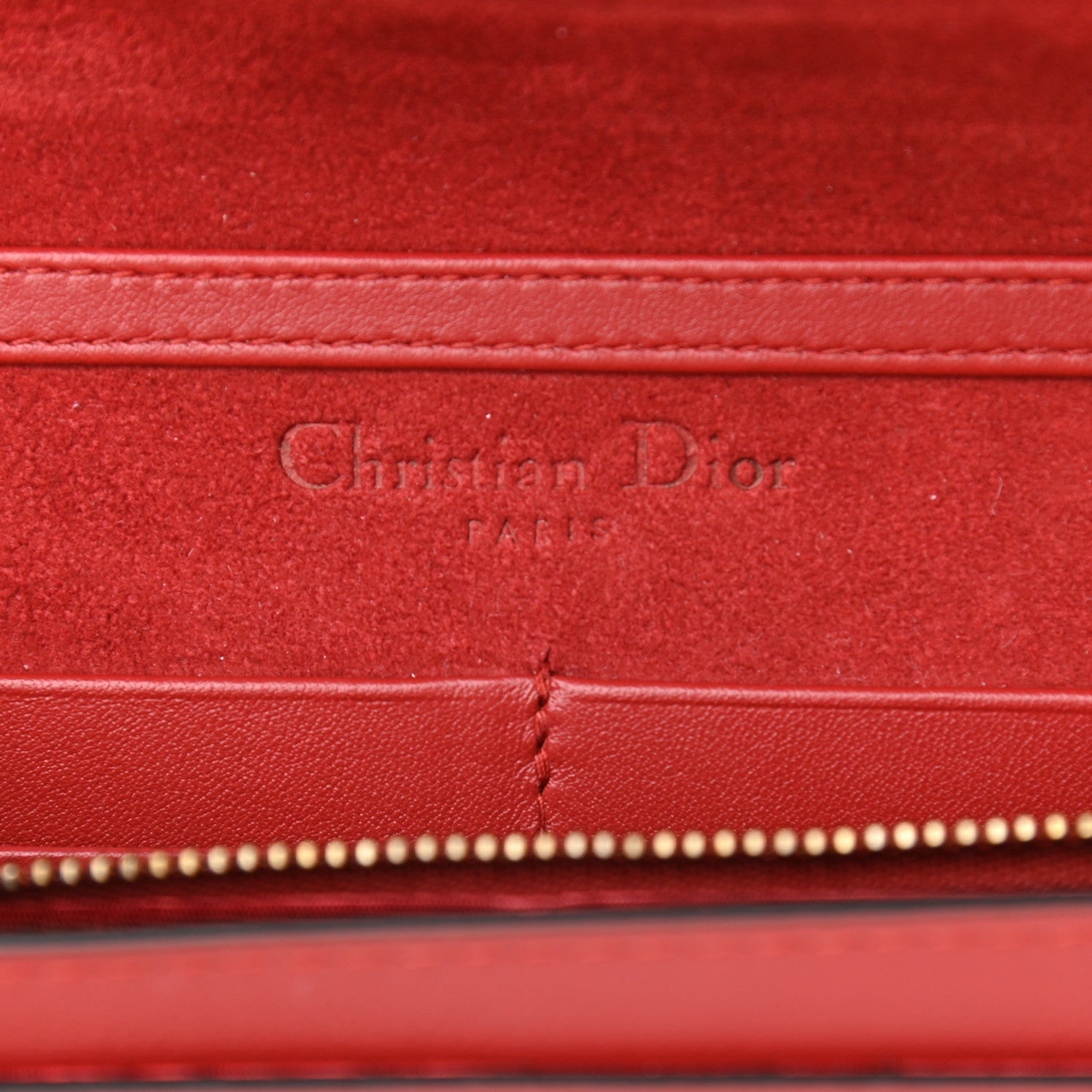Christian Dior Calfskin Embossed Stars Wallet on Chain Rouge Gold 7 of 10