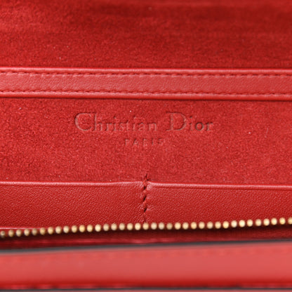 Christian Dior Calfskin Embossed Stars Wallet on Chain Rouge Gold 7 of 10