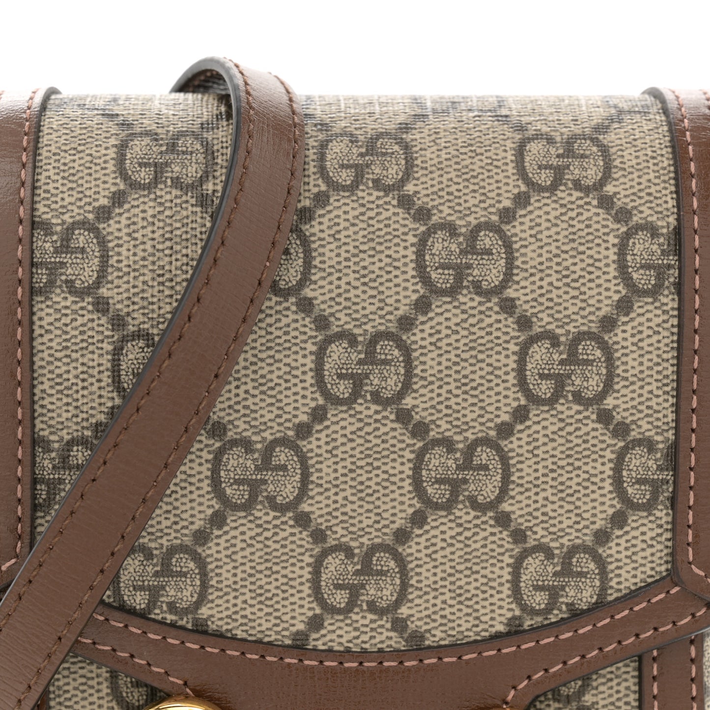 GG Supreme Monogram Mini Horsebit 1955 Crossbody Bag Beige Brown Sugar