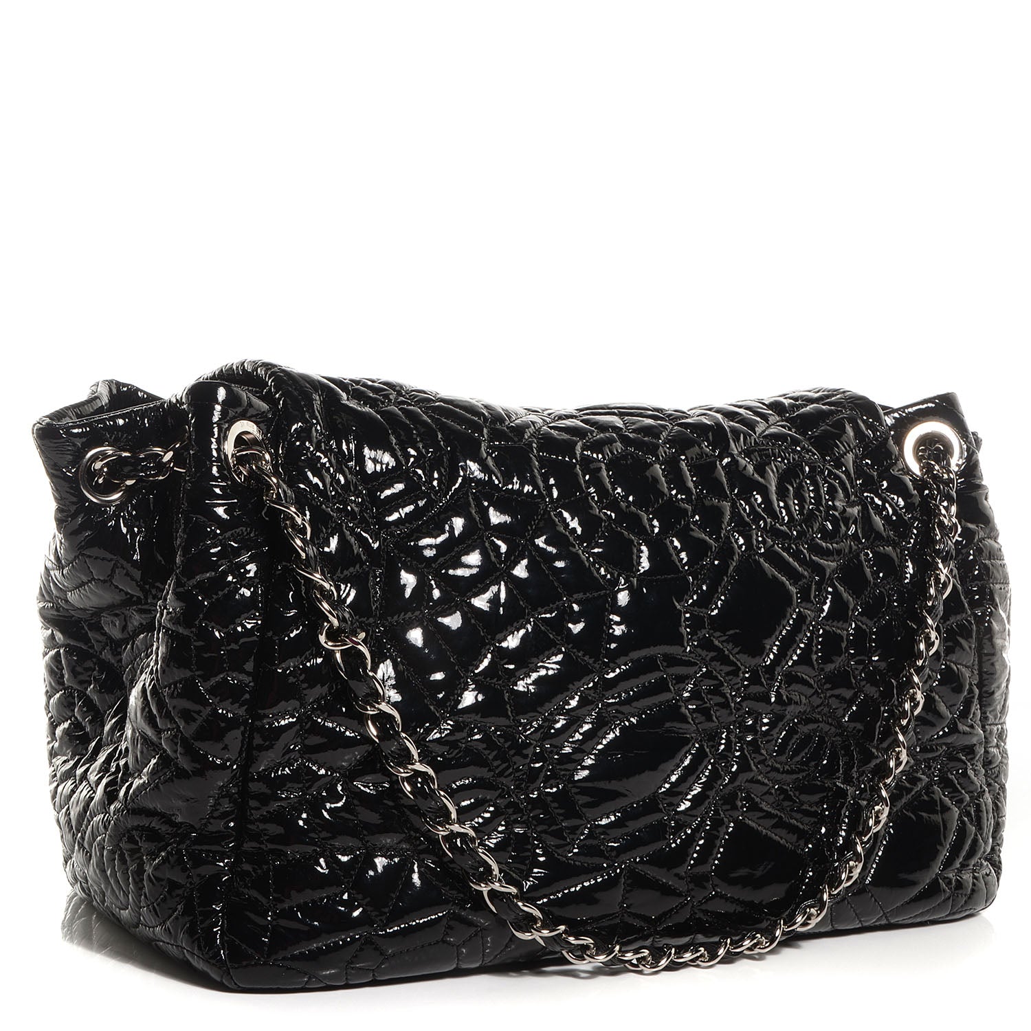 Chanel Vinyl Graphic Edge Accordion Flap Bag Black 3 of 7