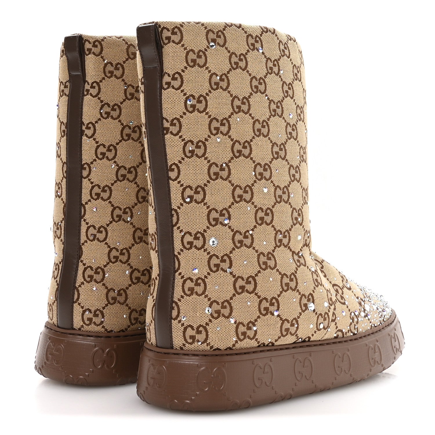 Gucci Monogram GG Strass Thermal Bootie 39.5 Camel Ebony 5 of 9