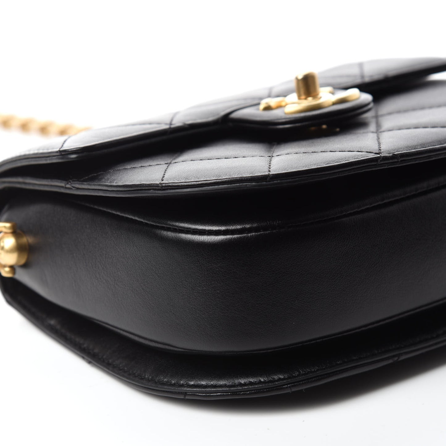 Calfskin Quilted Moon Messenger Black