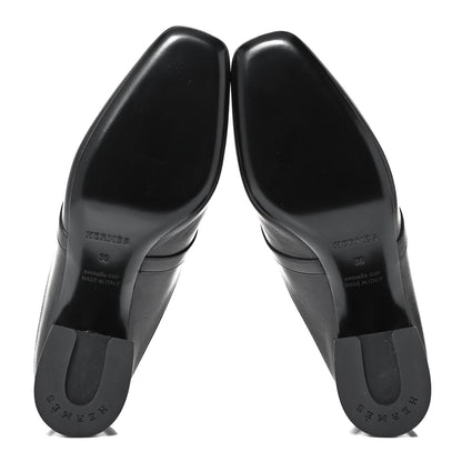 Hermes Goatskin Blossom Mules 36 Black 5 of 9