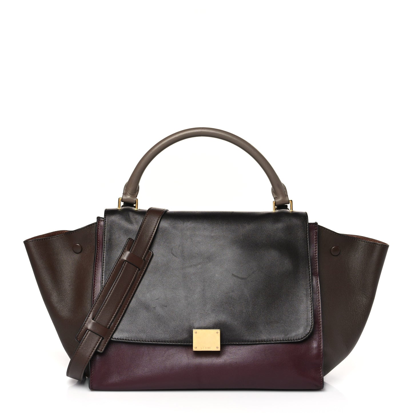 Smooth Calfskin Medium Tri-Color Trapeze Ebony