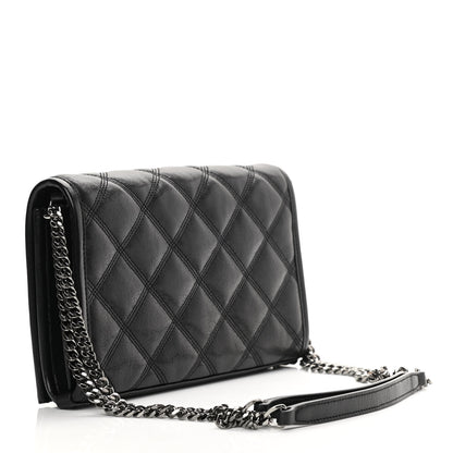 Saint Laurent Lambskin Diamond Quilted Becky Chain Wallet Black 3 of 11