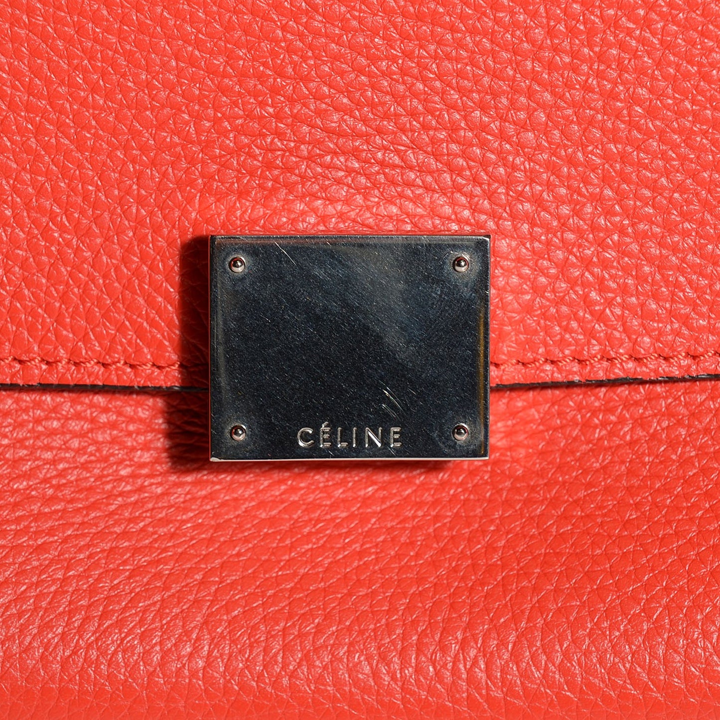 Drummed Calfskin Suede Double Zip Trapeze Vermillion