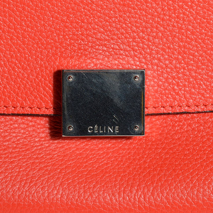 Celine Drummed Calfskin Suede Double Zip Trapeze Vermillion 16 of 19