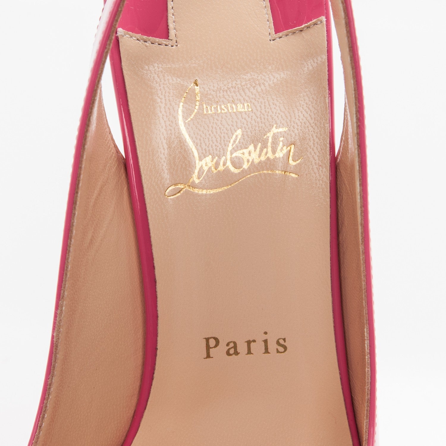 Christian Louboutin Patent Lady Peep Sling 150 Pumps 39 Darling 7 of 7