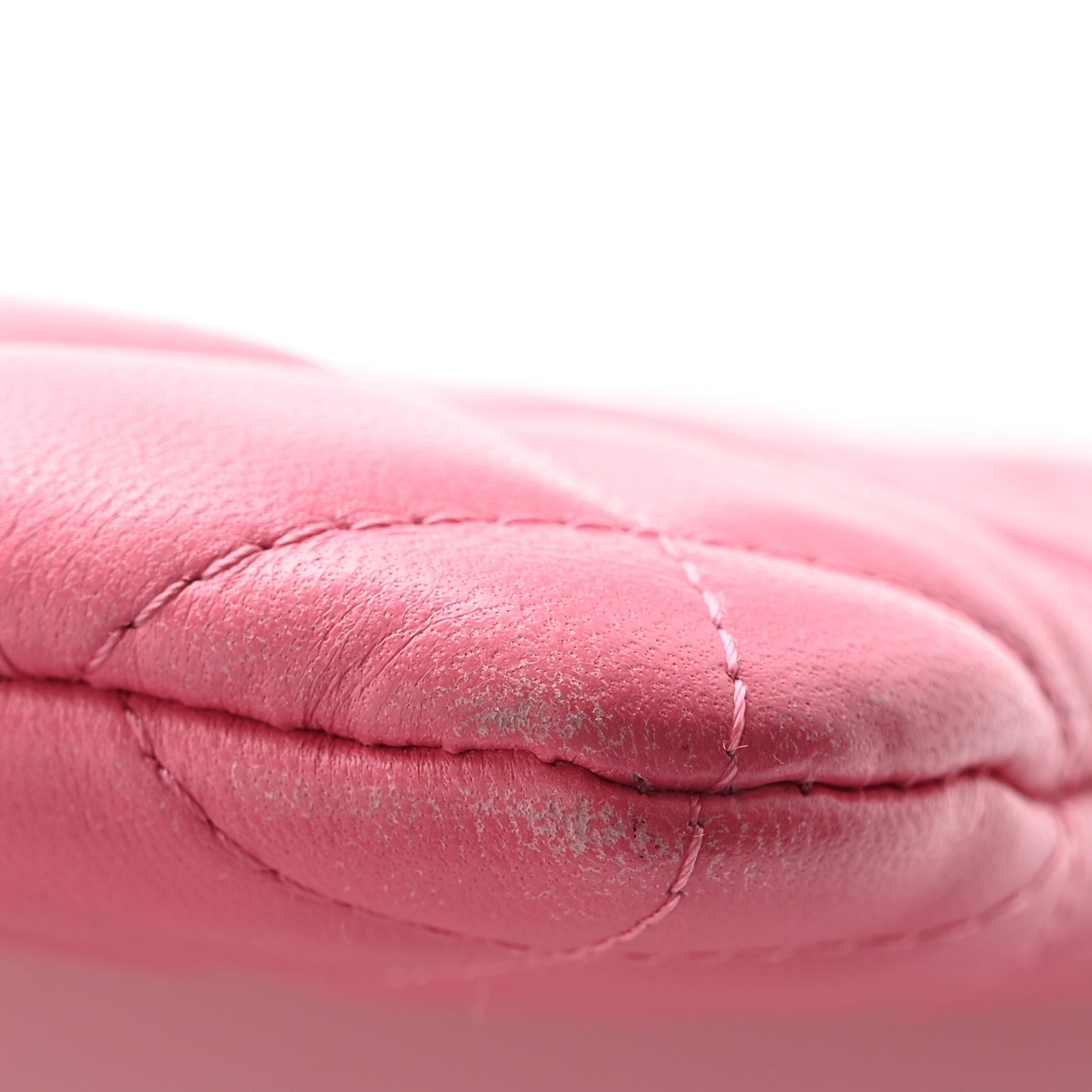 Lambskin Quilted Charms Large Cosmetic Case  Dark Pink