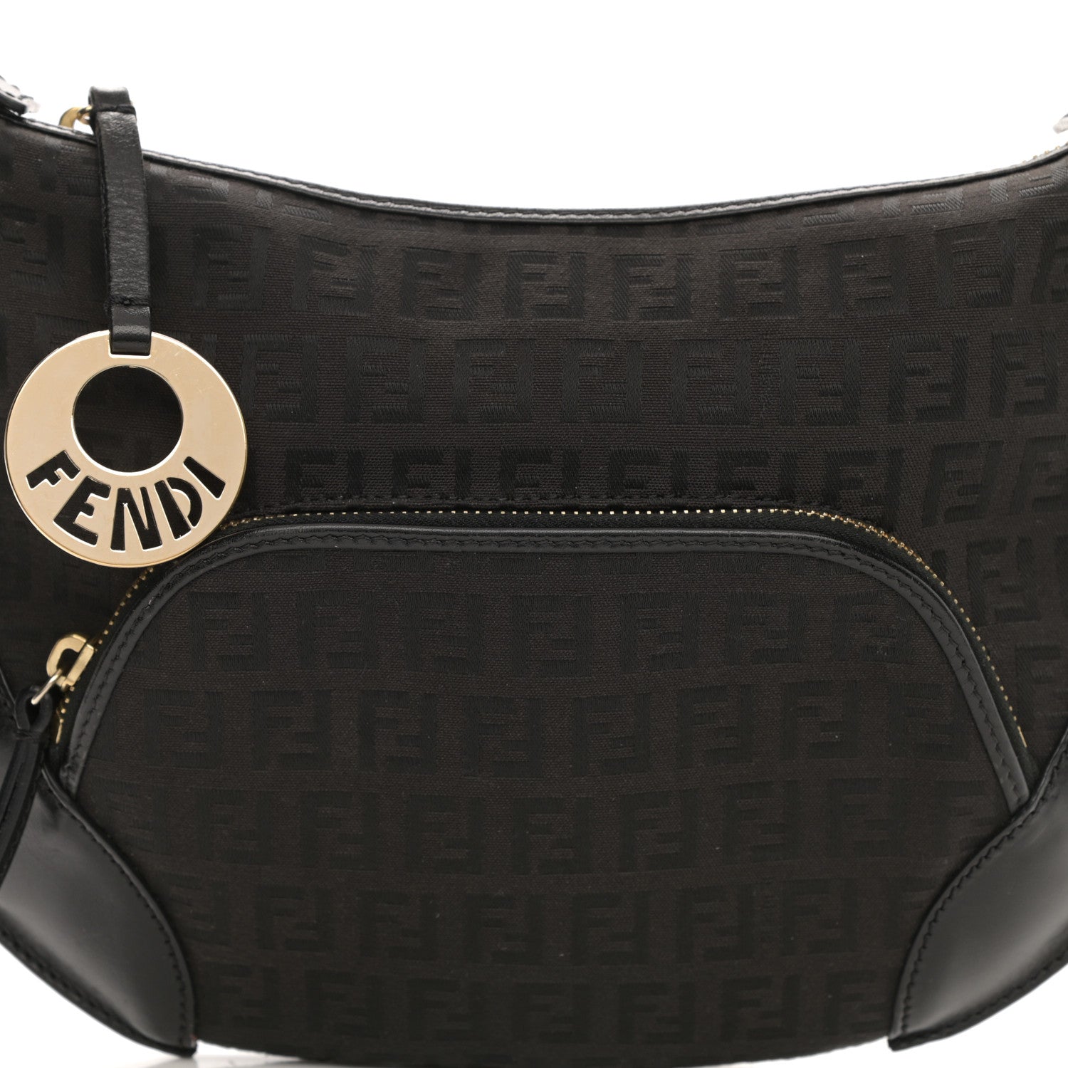 Fendi Zucchino Cuoio Chef Pocket Shoulder Bag Black 7 of 16