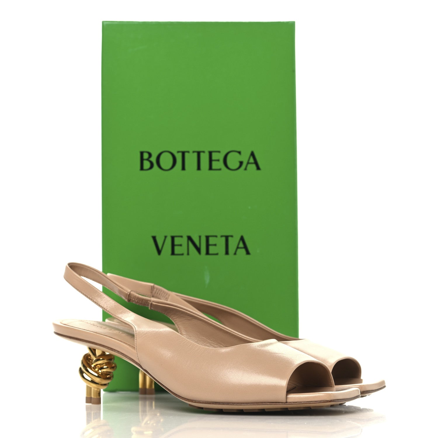 Bottega Veneta Nappa Slingback Knot Sandals 38 Cipria 9 of 9