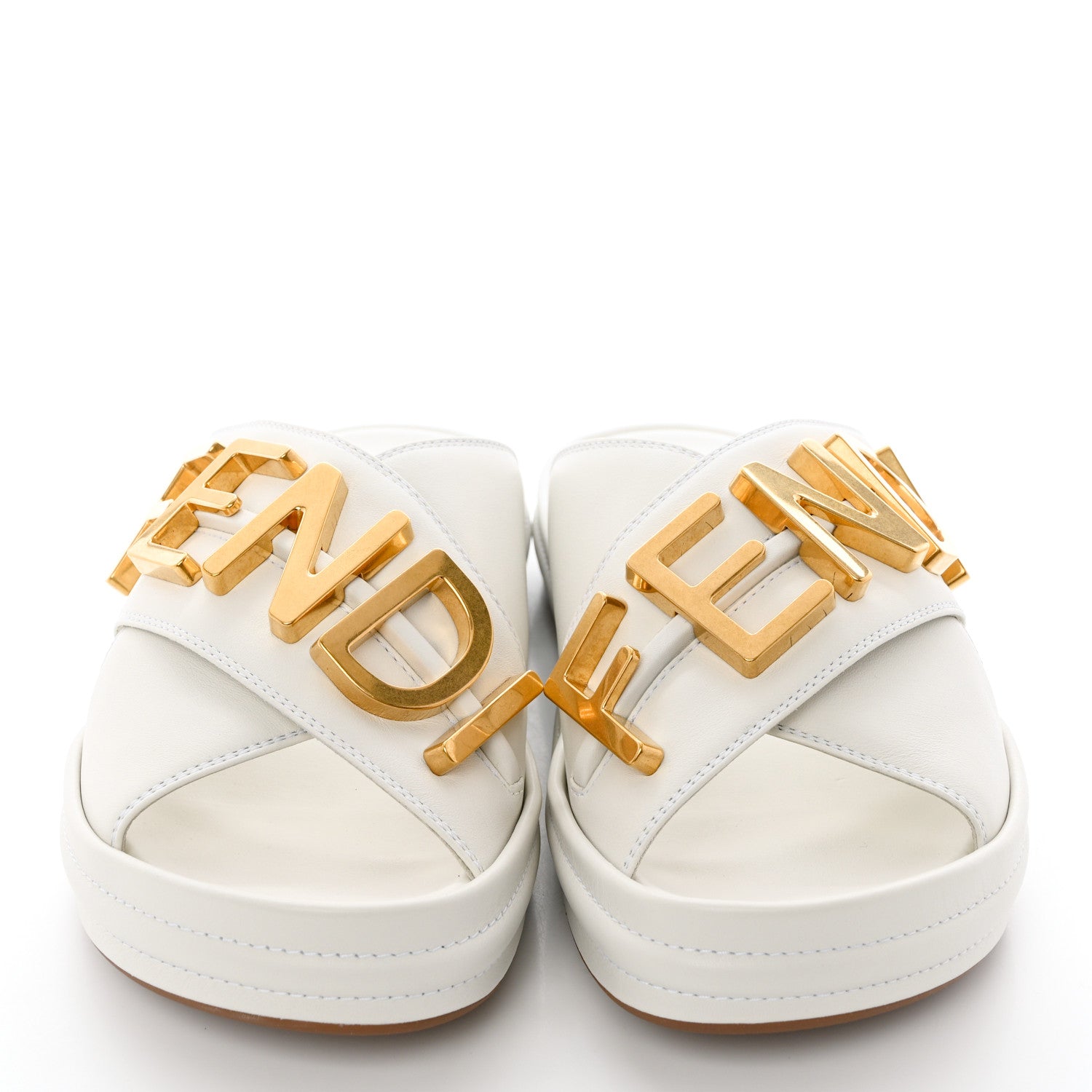Fendi Vitello Womens Fendigraphy Slide Sandals 36.5 White Ice 5 of 9