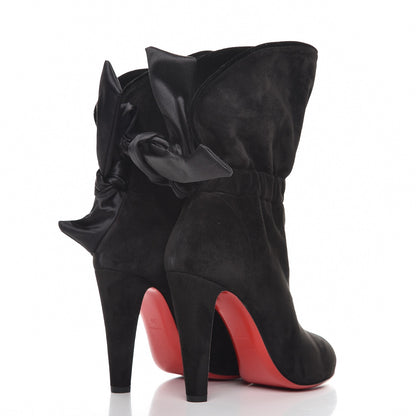 Christian Louboutin Suede Crepe Satin Velvet Kristofa 100 Booties 39 Black 4 of 7