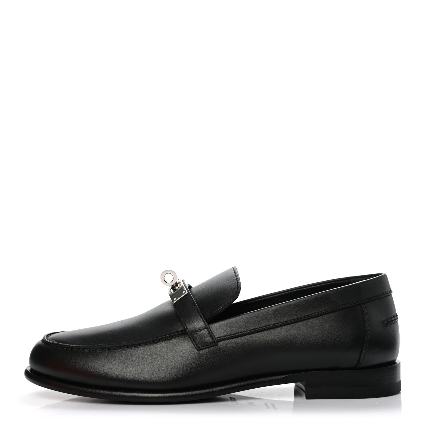 Hermes Calfskin Womens Destin Loafer 38.5 Black 1 of 9