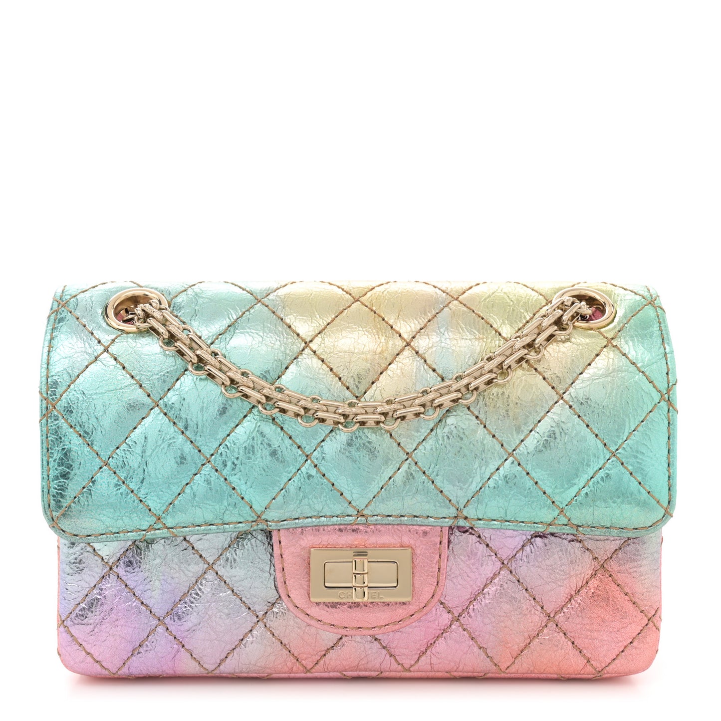 Metallic Goatskin Quilted Mini 2.55 Reissue Flap Multicolor