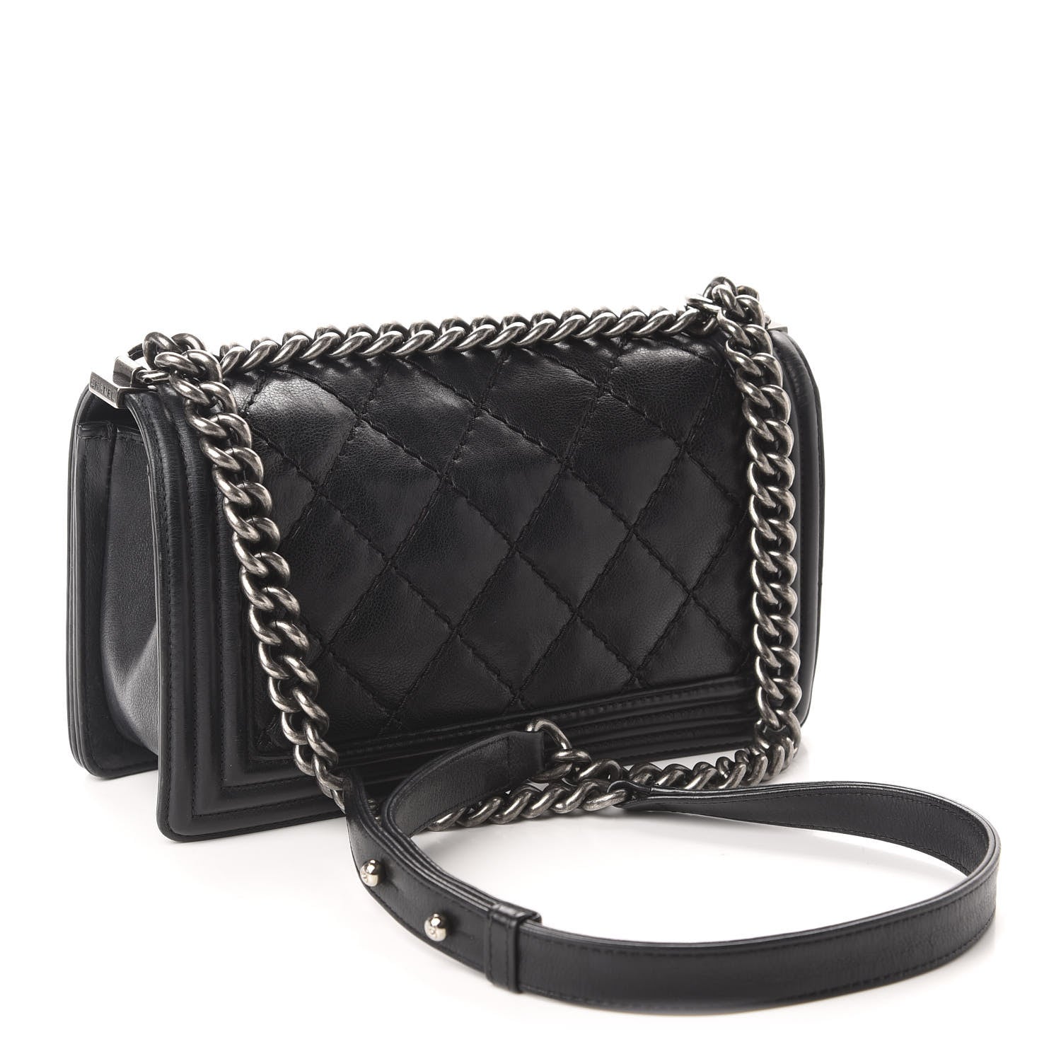 Chanel Calfskin Double Stitch Medium Boy Flap Black 3 of 17