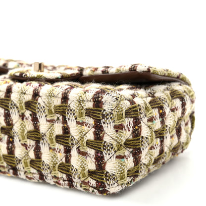 Chanel Tweed Quilted Mini Rectangular Flap Green Brown 10 of 10