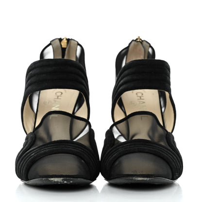 Chanel Suede Mesh Cap Toe Mary Jane Pumps 42 Black 2 of 7