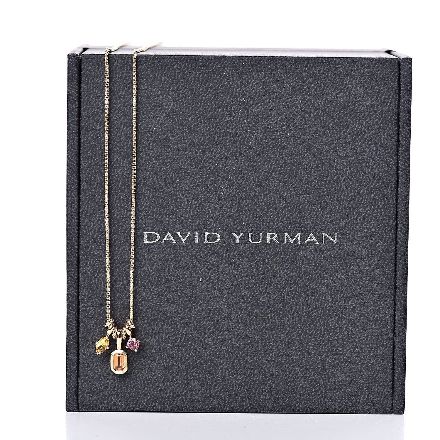 David Yurman 18K Yellow Gold Spessartine Garnet Yellow Beryl Pink Tourmaline Novella Pendant Necklace 6 of 6