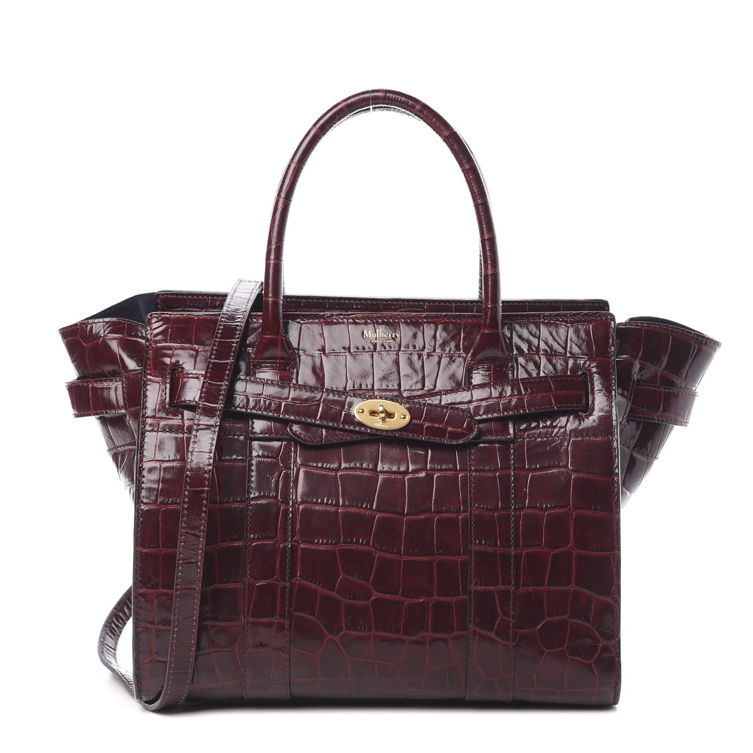 Mulberry Crocodile Embossed Calfskin Small Zipped Bayswater Oxblood 1 of 16