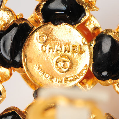 Chanel Enamel Crystal Pearl Clip On Earrings Black and Gold 4 of 4