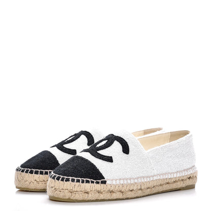 Chanel Fabric CC Espadrilles 38 Silver Black 3 of 10