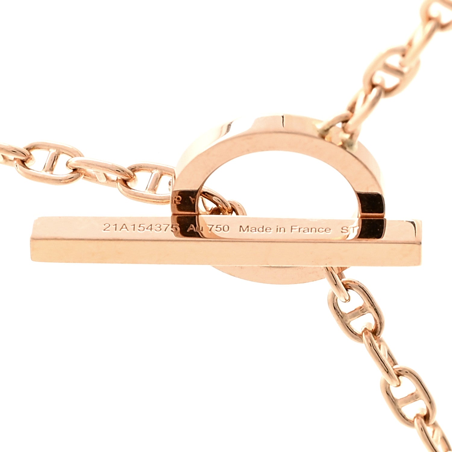 Hermes 18K Rose Gold Diamond GM Chaine D'Ancre Contour Pendant Necklace ST 6 of 7