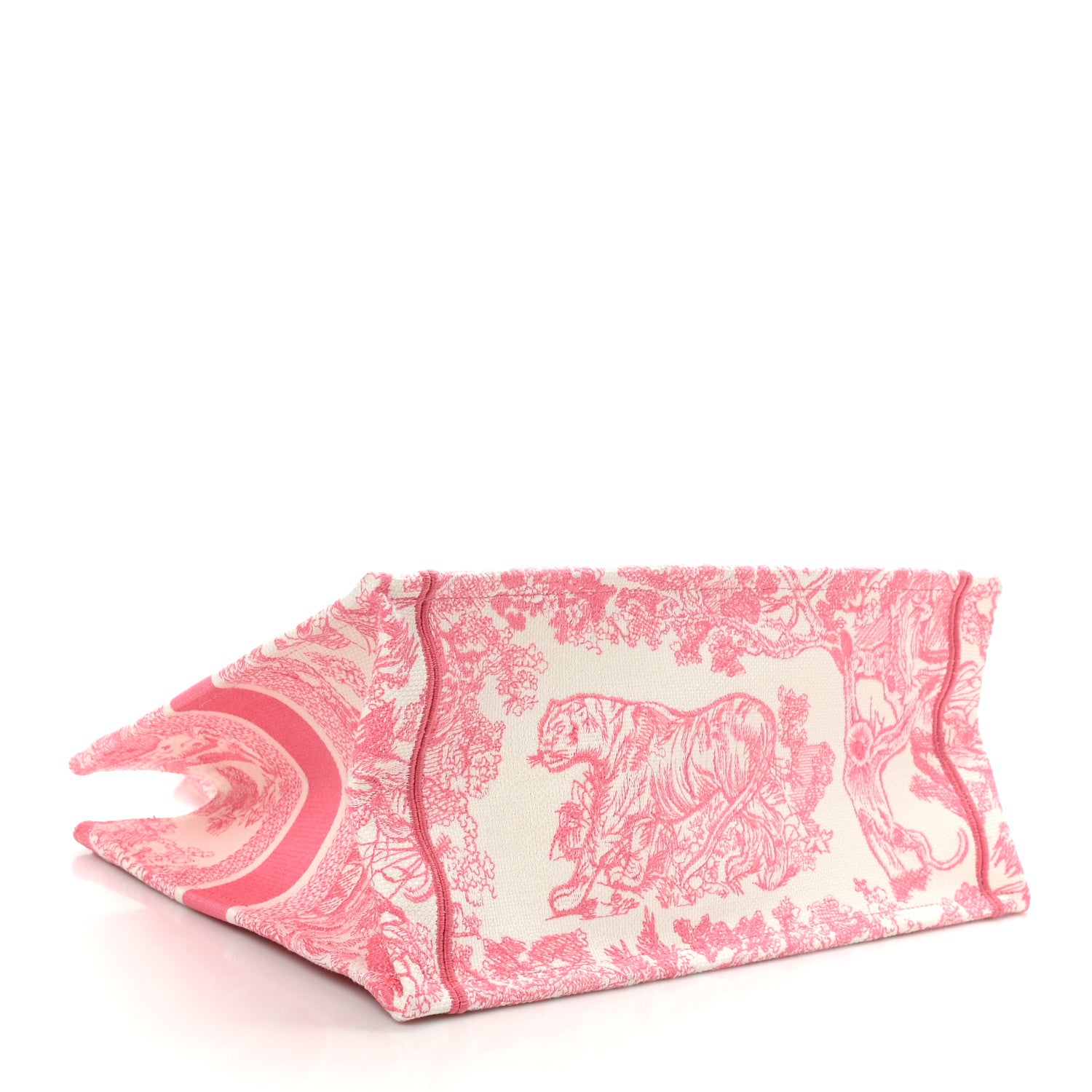 Christian Dior Canvas Embroidered Medium Dioriviera Toile De Jouy Book Tote Peony Pink 4 of 10