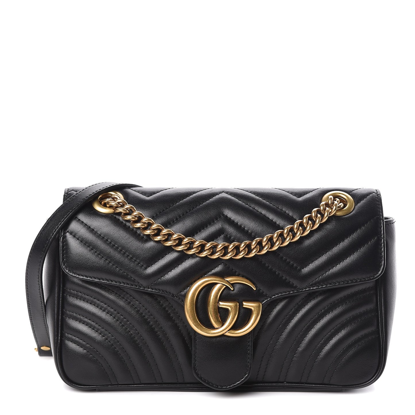 Calfskin Matelasse Small GG Marmont Shoulder Bag Black