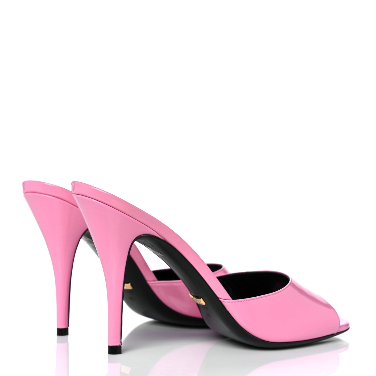 Polished Calfskin Scarlet Mid Heel Slide Sandals 41 Pink Plexi