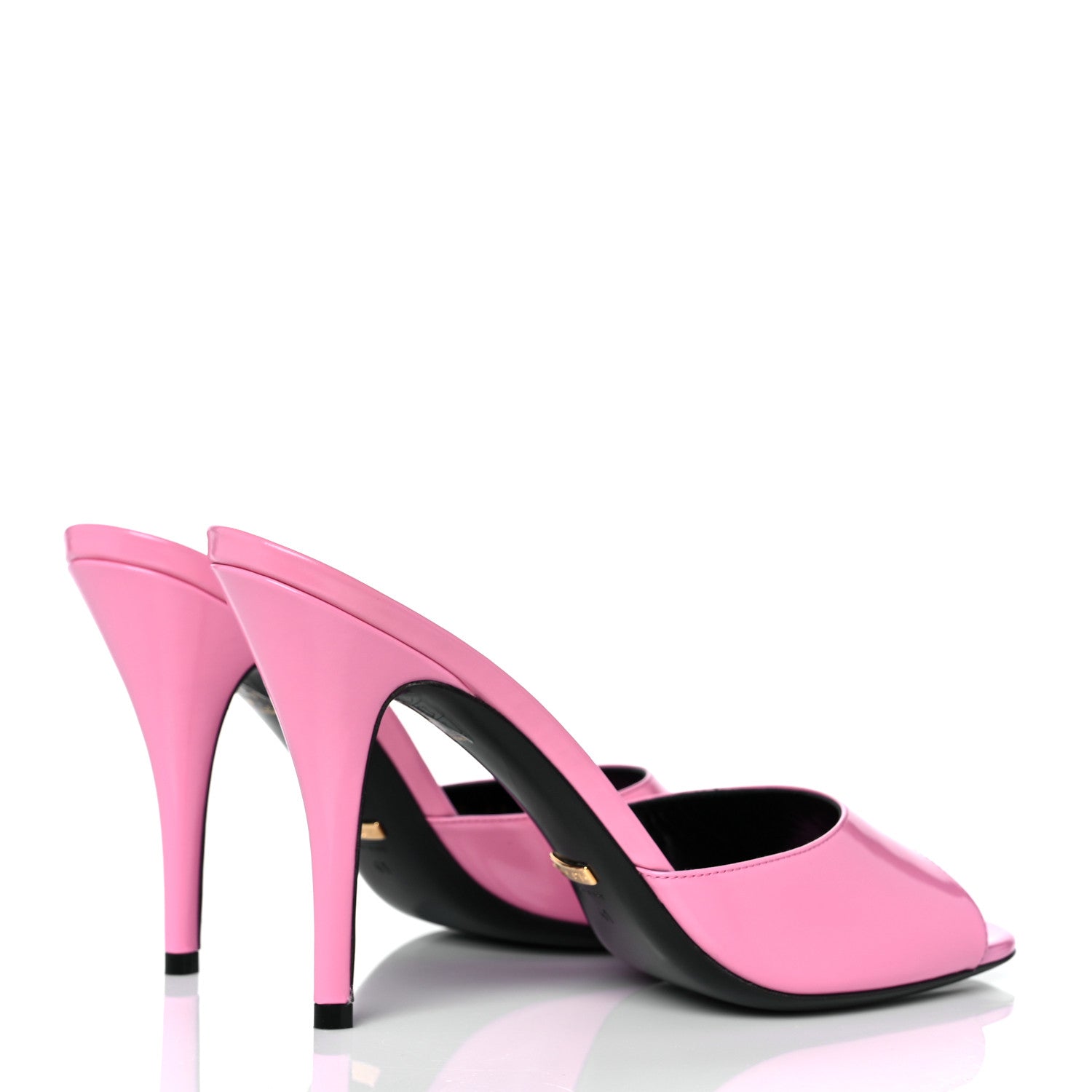Gucci Polished Calfskin Scarlet Mid Heel Slide Sandals 41 Pink Plexi 4 of 9