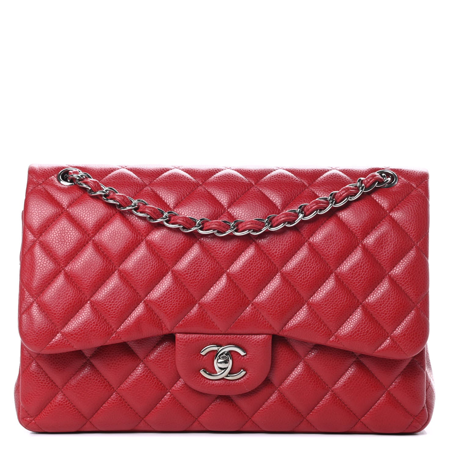 Chanel Caviar Quilted Jumbo Double Flap Dark Red 1 of 15