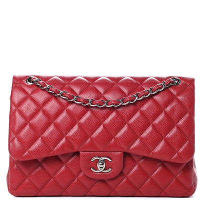 Chanel Caviar Quilted Jumbo Double Flap Dark Red 1 of 15