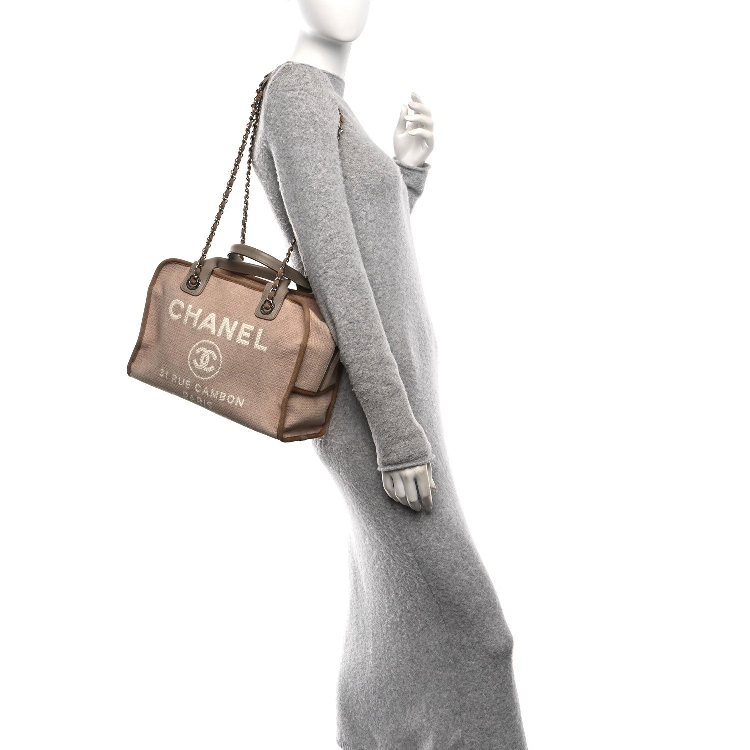 Chanel Canvas Deauville Bowling Bag Ecru 2 of 10