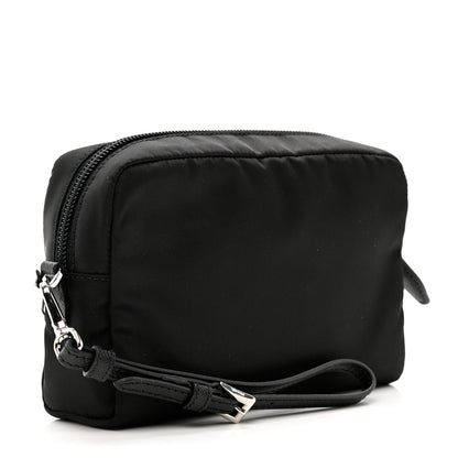 Prada Tessuto Nylon Vela Saffiano Necessaire Wristlet Pouch Black 3 of 6