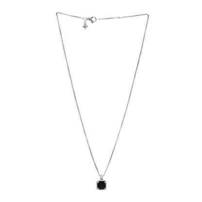 David Yurman Sterling Silver Diamond Black Onyx 9mm Chatelaine Pave Bezel Pendant Necklace 3 of 6