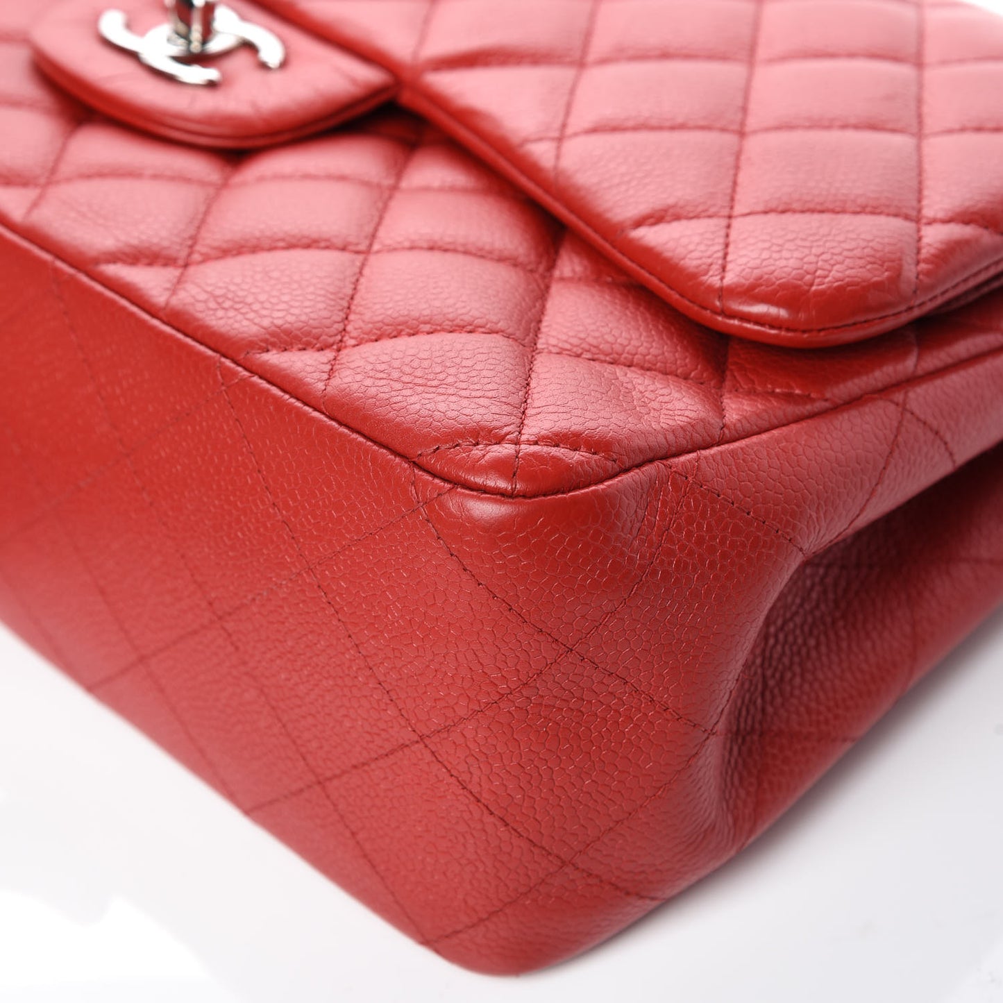 Caviar Quilted Jumbo Double Flap Red