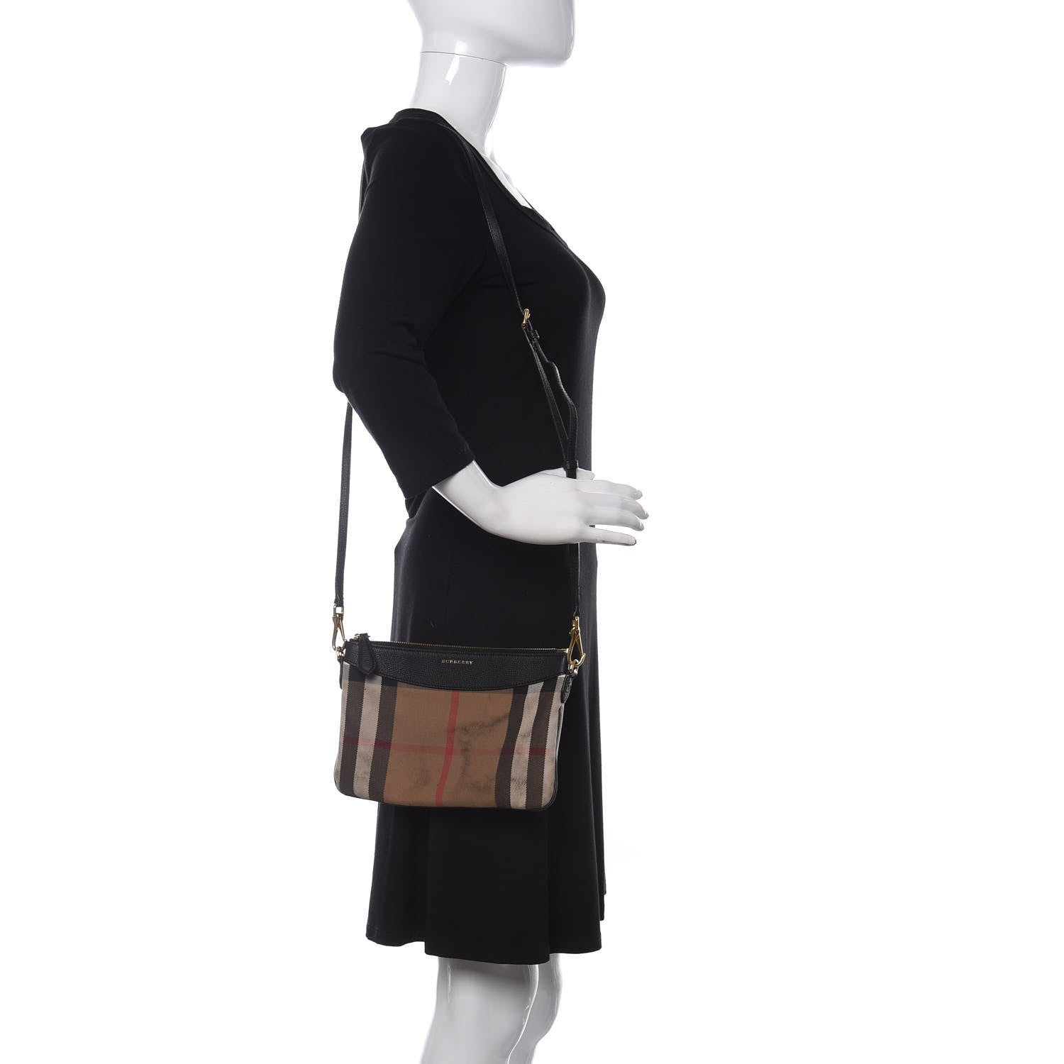 Burberry House Check Derby Peyton Crossbody Clutch Bag Black 2 of 9
