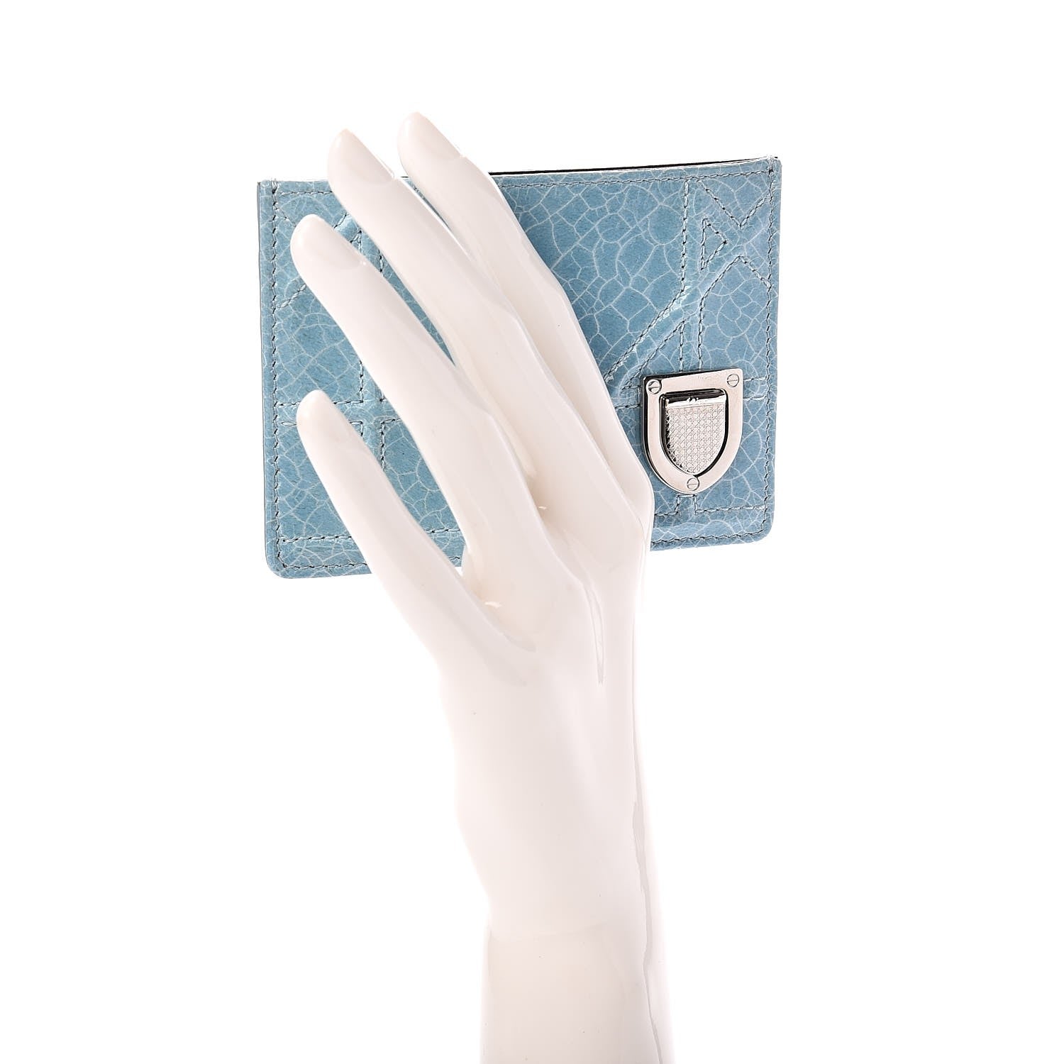 Christian Dior Ceramic Effect Cannage Diorama Card Holder Light Blue 2 of 8
