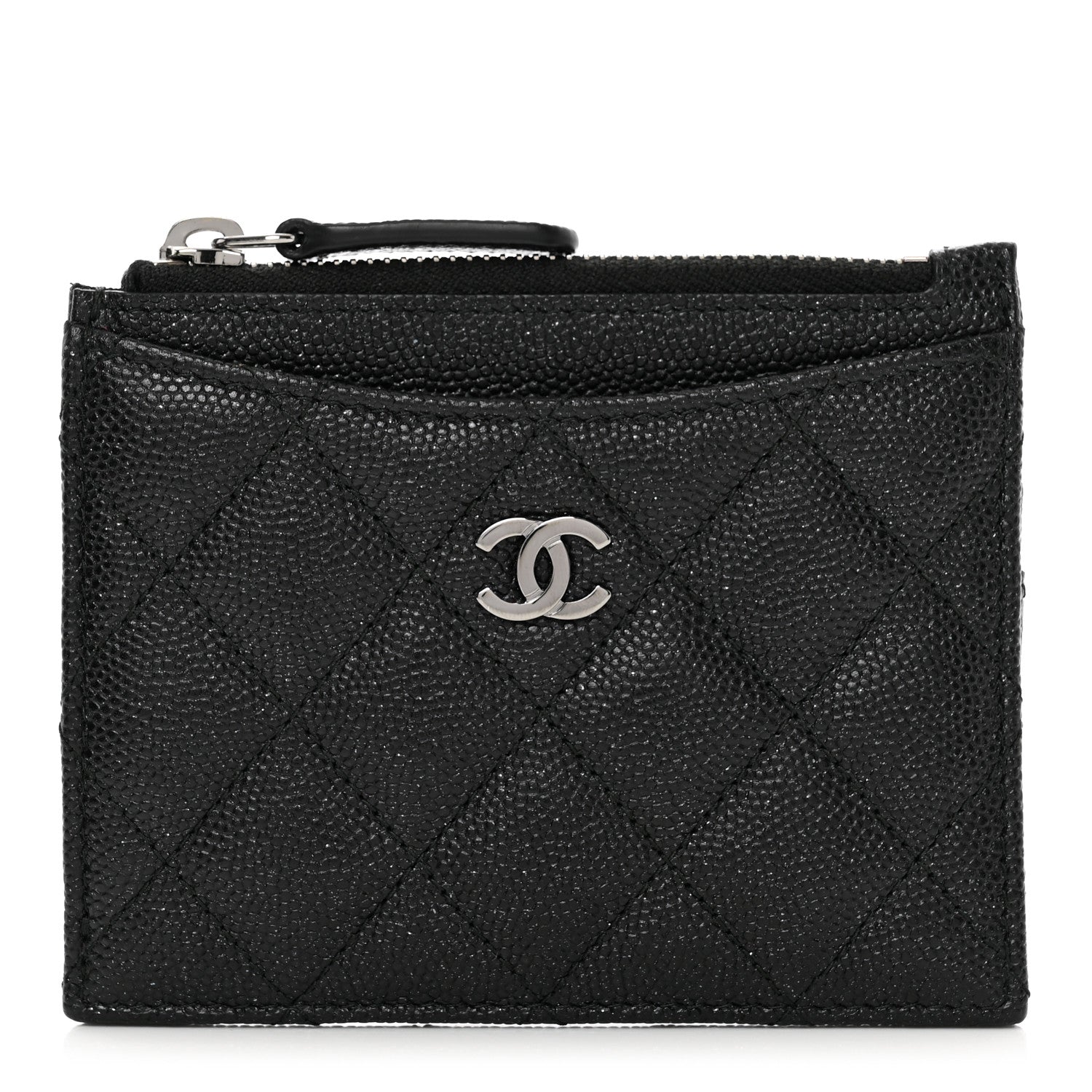 Chanel Iridescent Caviar Quilted CC Zip Card Holder Black 1 of 8
