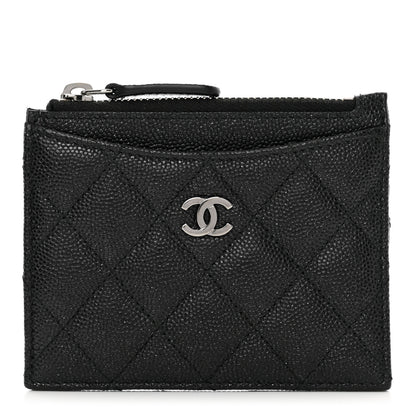 Chanel Iridescent Caviar Quilted CC Zip Card Holder Black 1 of 8