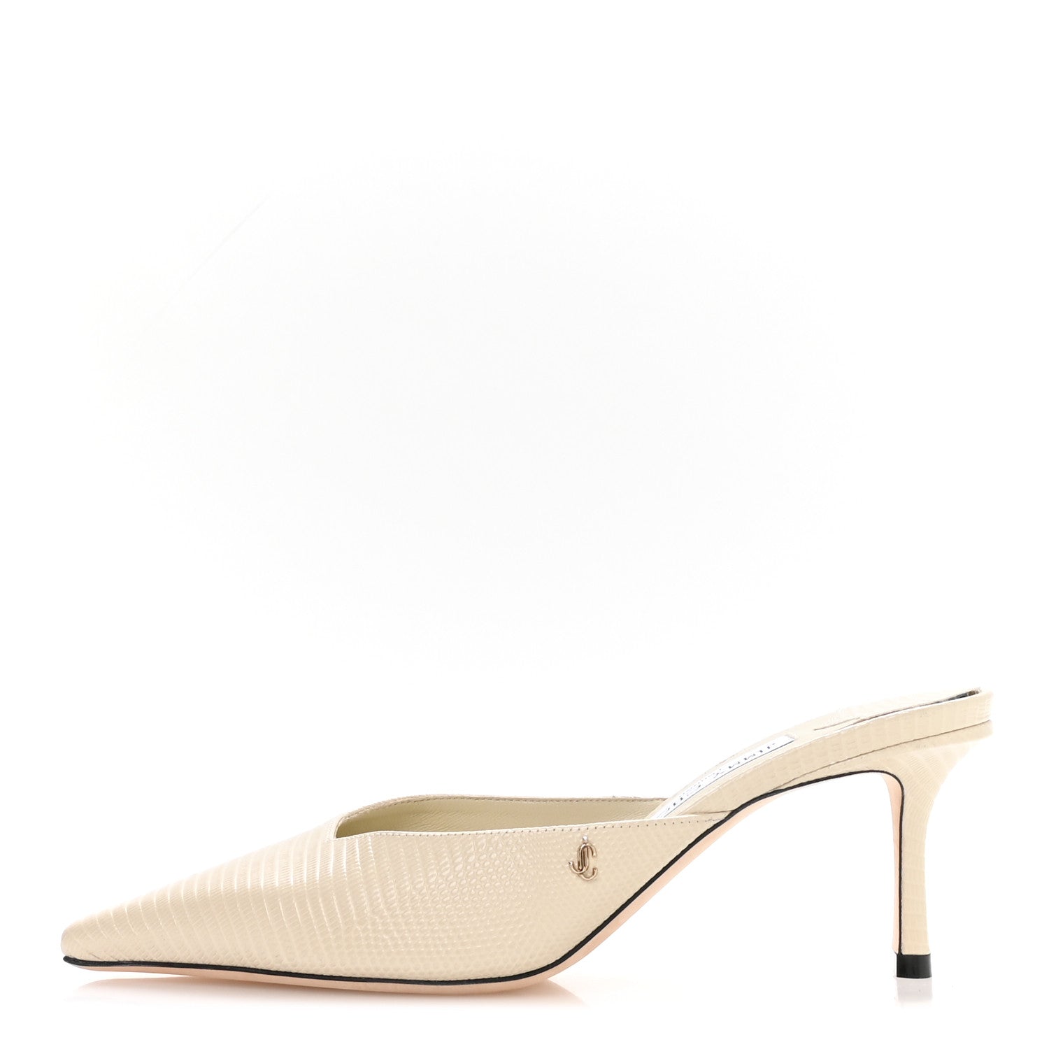 Jimmy Choo Calfskin Lizard Embossed Vivi 65 Mule Pumps 39.5 Off white 1 of 8