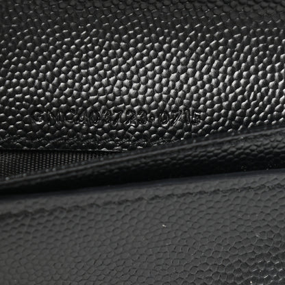 Saint Laurent Grain De Poudre Matelasse Chevron Monogram Compact Zip Around Wallet Black 7 of 8