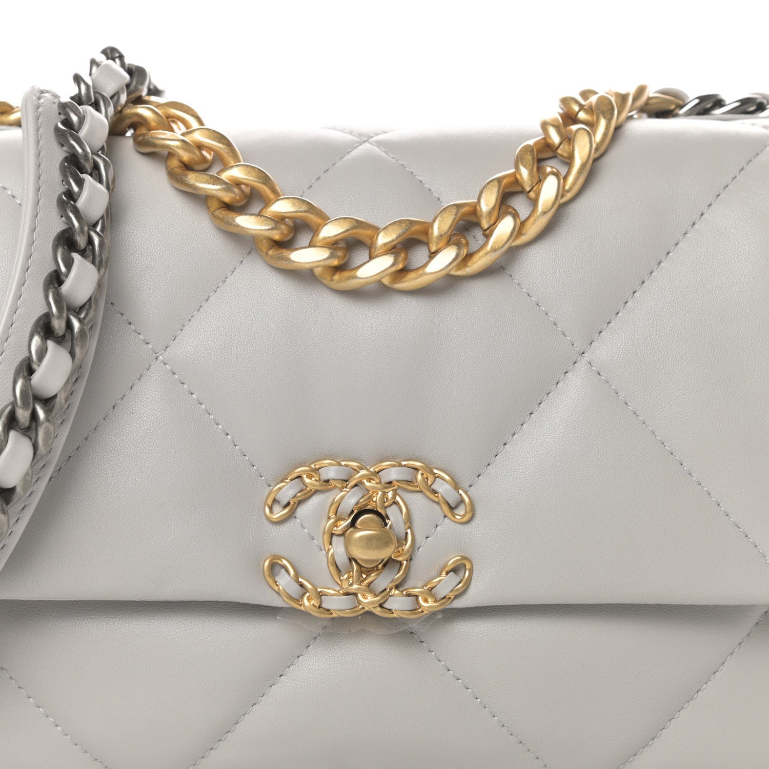Chanel Lambskin Quilted Medium Chanel 19 Flap Grey 8 of 11