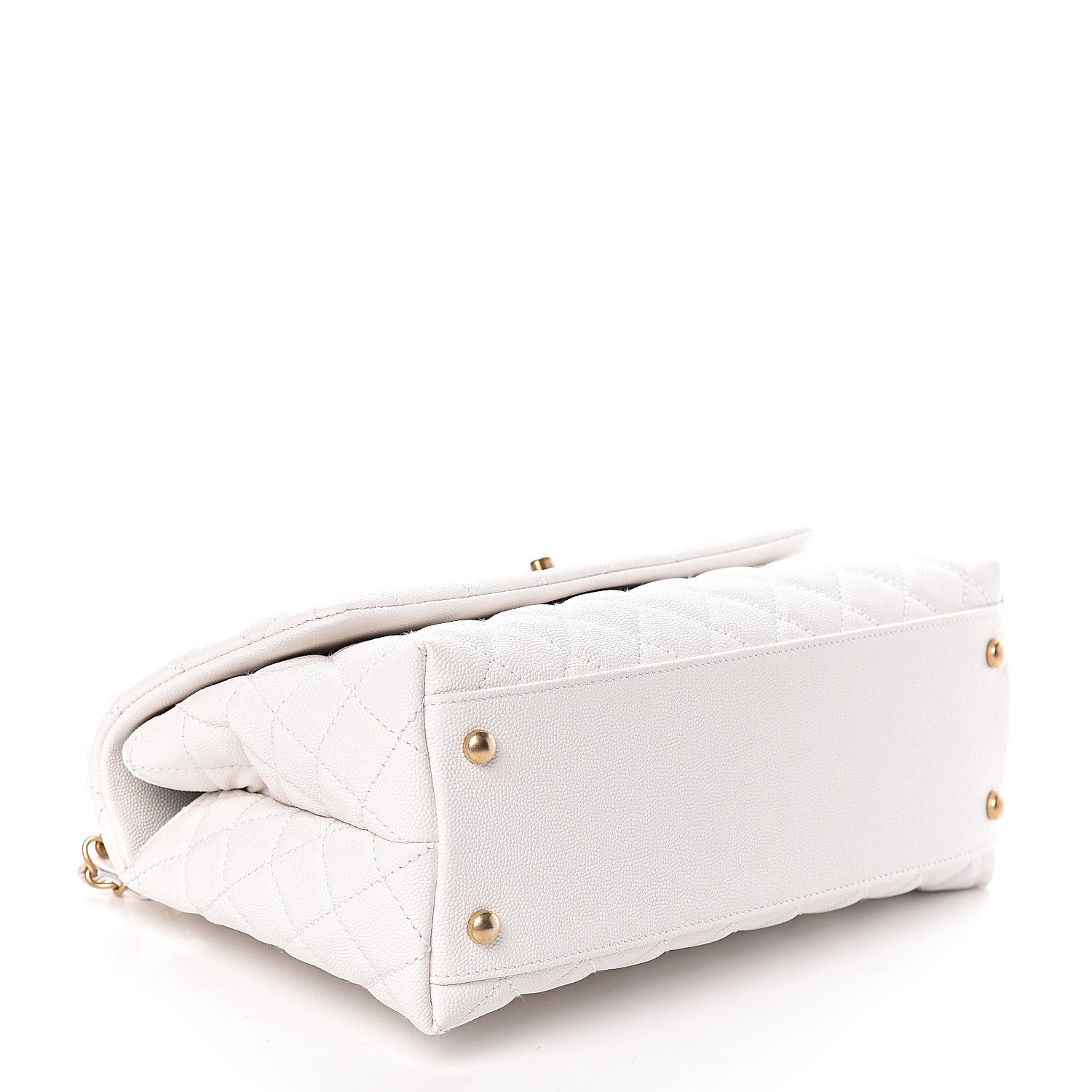 Chanel Caviar Lizard Quilted Small Coco Handle Flap White Beige 5 of 12