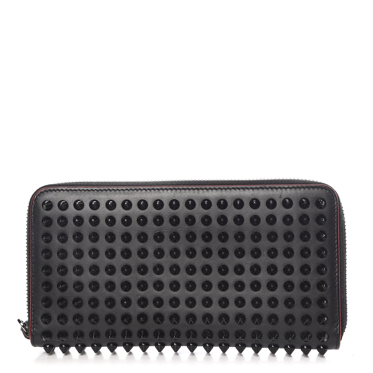 Calfskin Panettone Spiked Zip Around Wallet Black